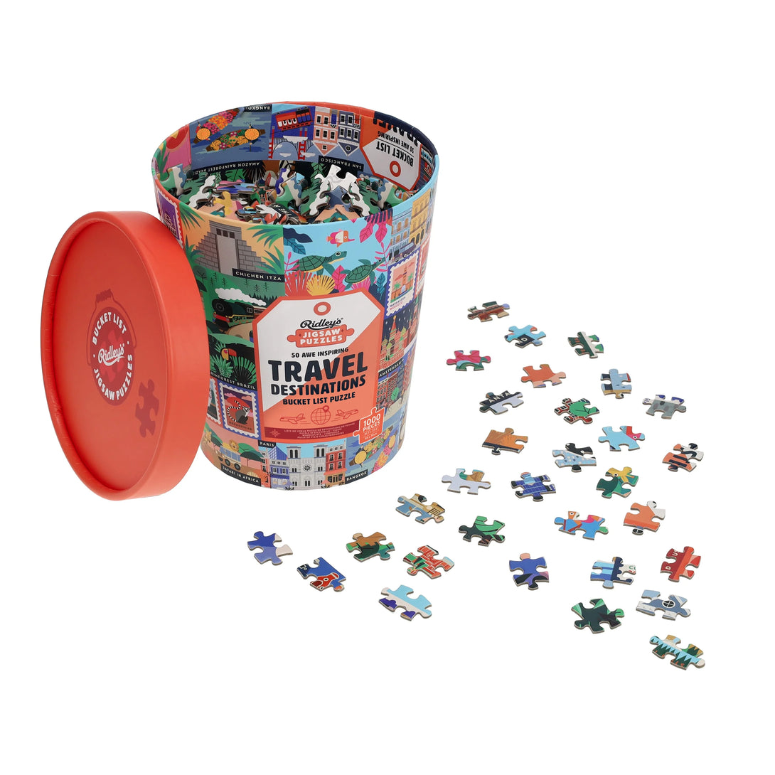 50 Awe-Inspiring Travel Destinations Bucket List 1000-Piece Puzzle - The Missing Piece Company