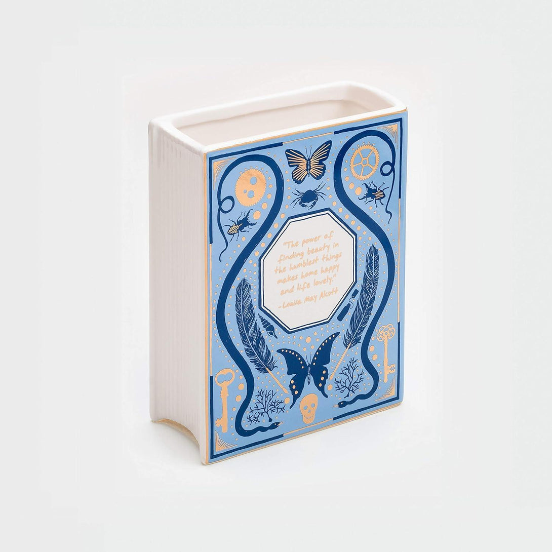 Bibliophile Ceramic Vase: Collected Curiosities Illustrated by Jane Mount: (Flower Vase, Desk Vase, Desk Décor) - The Missing Piece Company