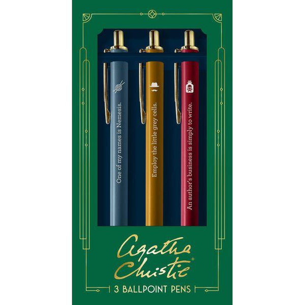 Agatha Christie Pen Set: 3 Ballpoint Pens