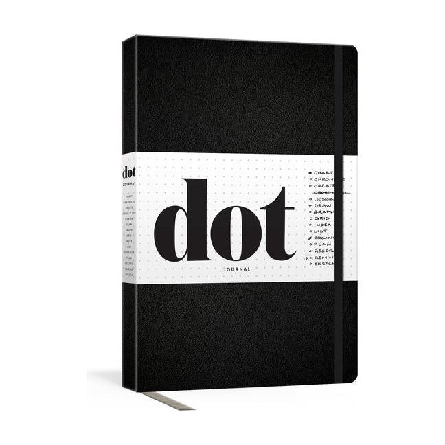 Dot Journal (Black): A Dotted, Blank Journal for List-Making, Journaling, Goal-Setting: 256 Pages with Elastic Closure and Ribbon Marker