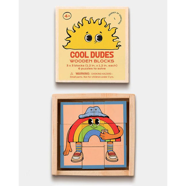 Cool Dudes Art Blocks - 25 Piece Wooden Puzzle Set for Kids - Ingram