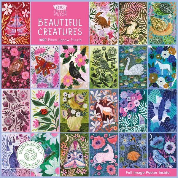 Adult Sustainable Jigsaw Puzzle Lee Foster-Wilson: Beautiful Creatures: 1000-Pieces. Ethical, Sustainable, Earth-Friendly - Ingram
