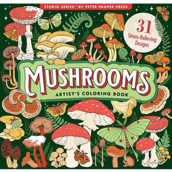 Mushrooms Adult Coloring Book (31 One-Sided Designs on Thick Paper)