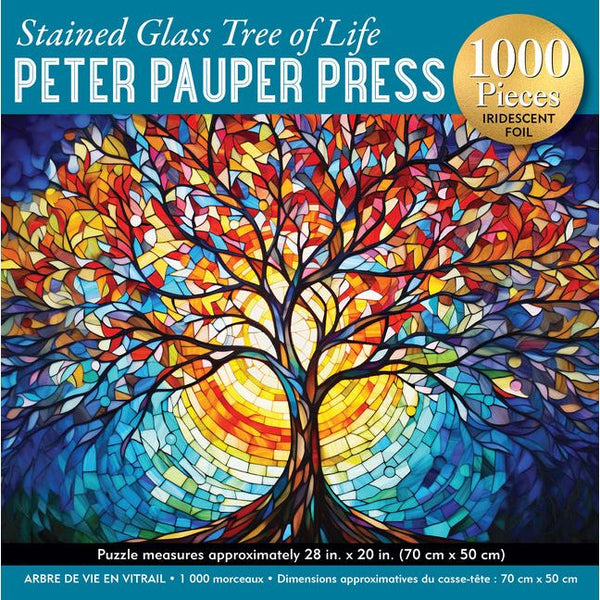 Stained Glass Tree of Life 1000-Piece Jigsaw Puzzle (Printed on Reflective Foil for Realistic Effect!) - Ingram