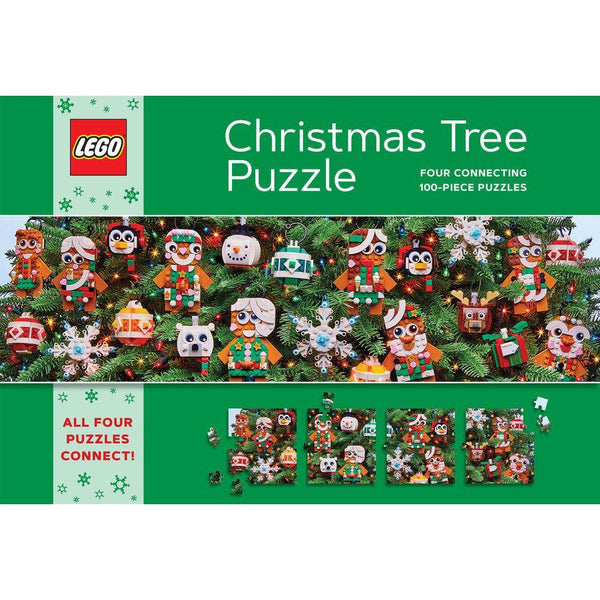 Lego Christmas Tree Puzzle: Four Connecting 100-Piece Puzzles