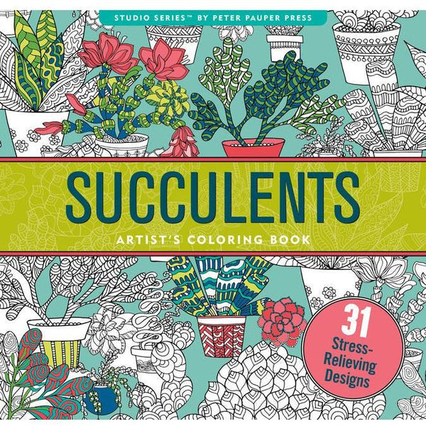 Succulents Adult Coloring Book (31 Stress-Relieving Designs)