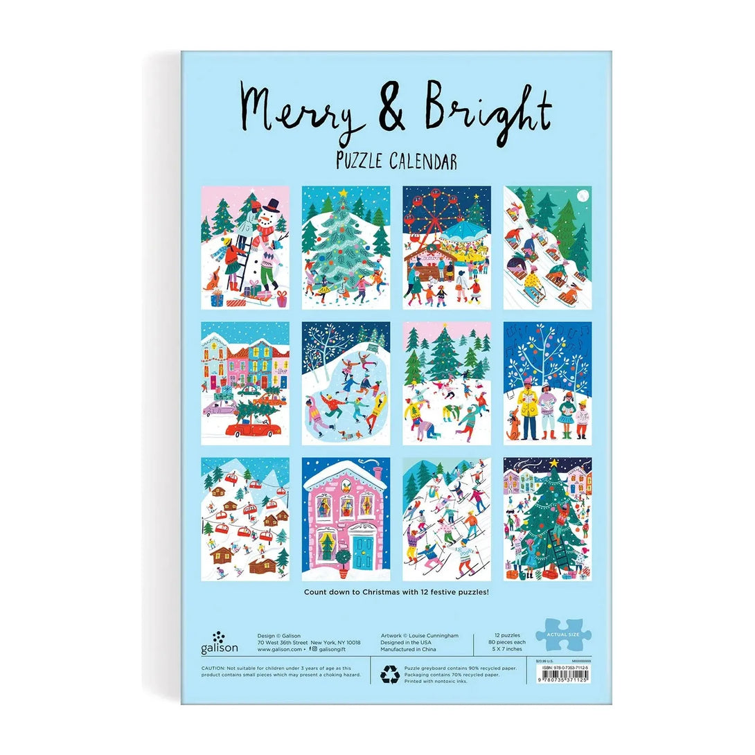 Louise Cunningham Merry and Bright 12 Days of Christmas Advent Puzzle - The Missing Piece Company