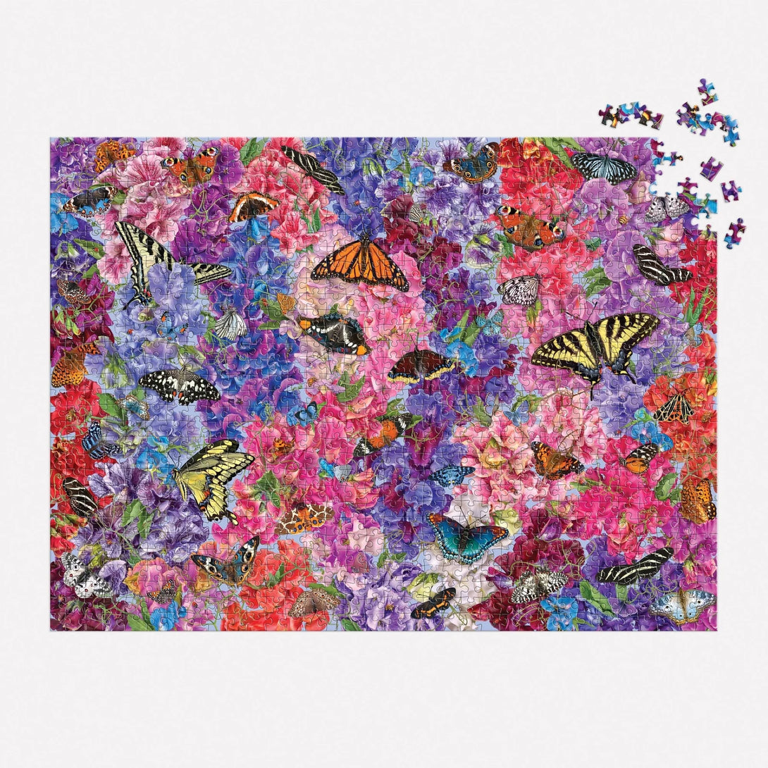 Troy Litten Butterflies in the Sweet Peas 1000 Piece Puzzle - The Missing Piece Company