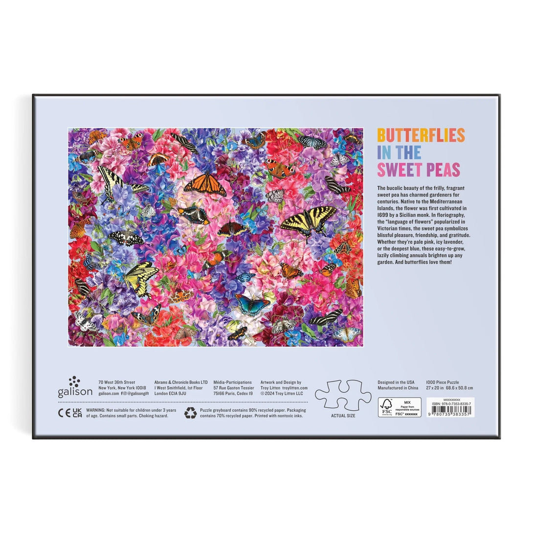 Troy Litten Butterflies in the Sweet Peas 1000 Piece Puzzle - The Missing Piece Company