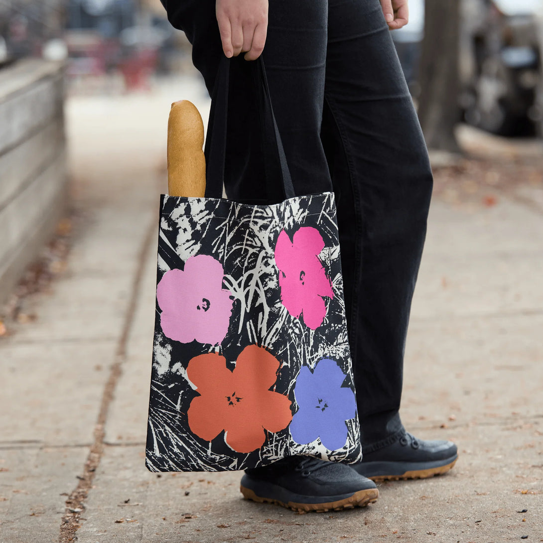 Warhol Flowers Canvas Tote Bag - Pink - The Missing Piece Company