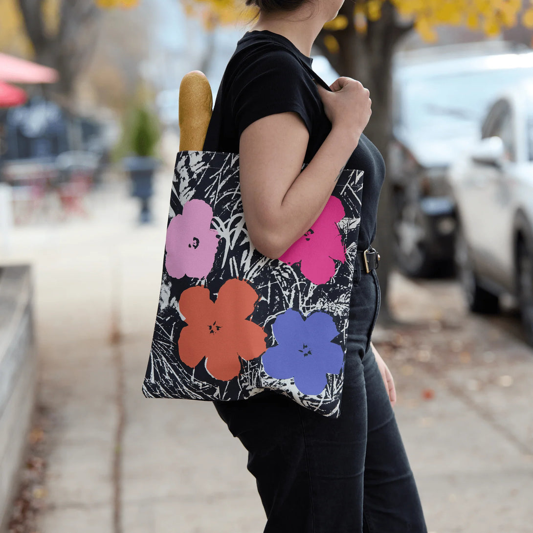 Warhol Flowers Canvas Tote Bag - Pink - The Missing Piece Company
