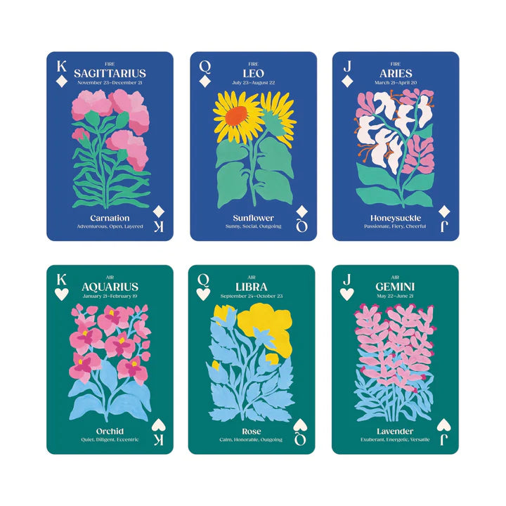 Zodiac Flowers Playing Card Set - The Missing Piece Company